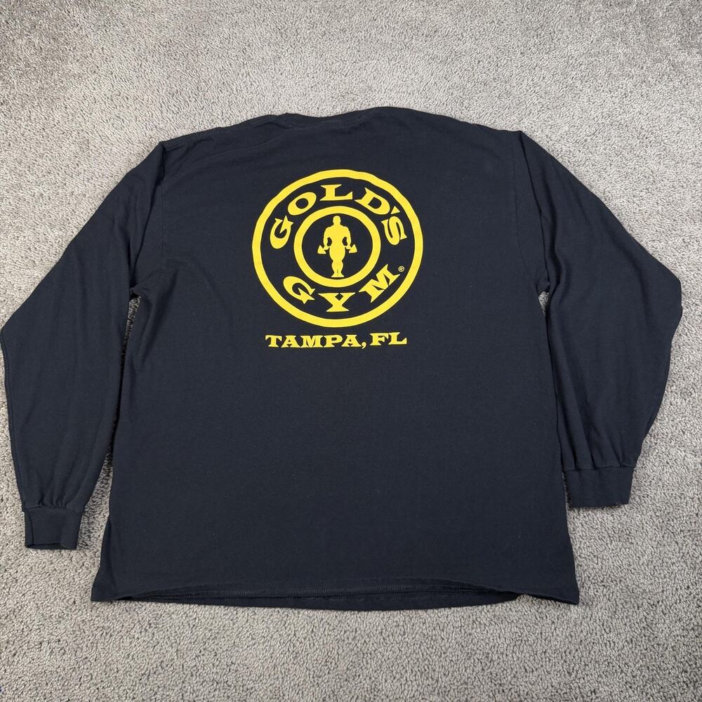 Gold's Gym Shirt Mens L Black Tampa FL Bodybuilding Gym Long Sleeve USA Made